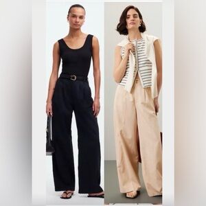 Madewell Harlow Black and Cream Wide-Leg Pants (2 pairs)